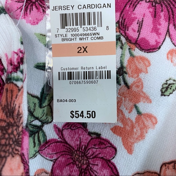 NWT Karen Scott Plus Knit Floral Cardigan Sweater - Picture 4 of 6